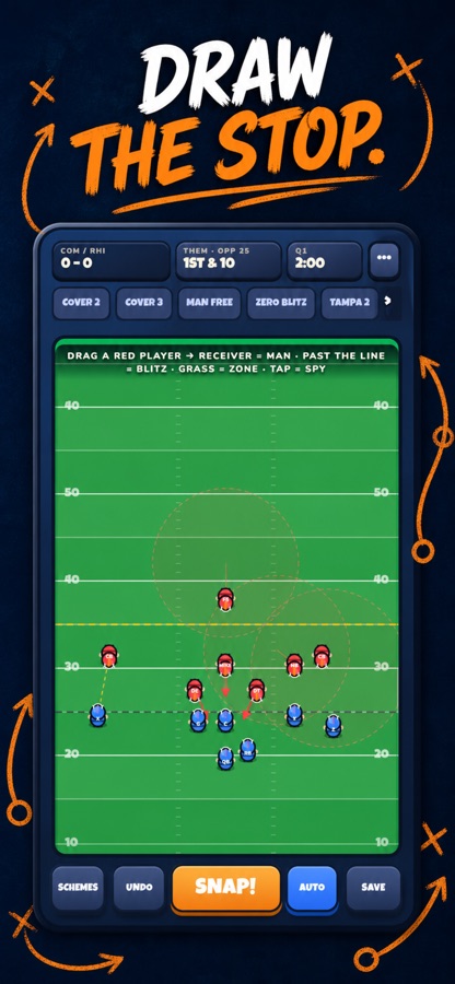 DRAWBALL generated App Store graphic showing defensive play drawing
