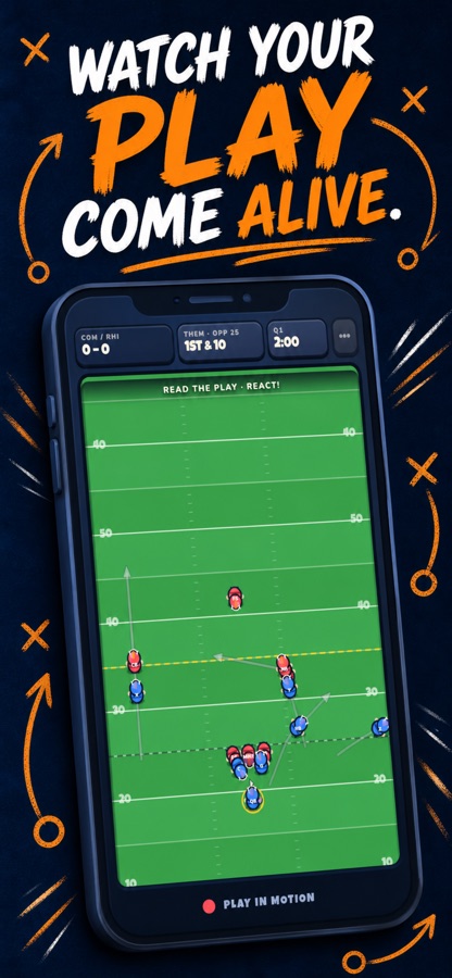 DRAWBALL generated App Store graphic showing a play coming alive after the snap
